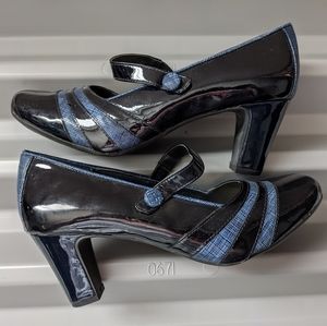Michelle D Patent Navy Blue Mary Jane Pumps
